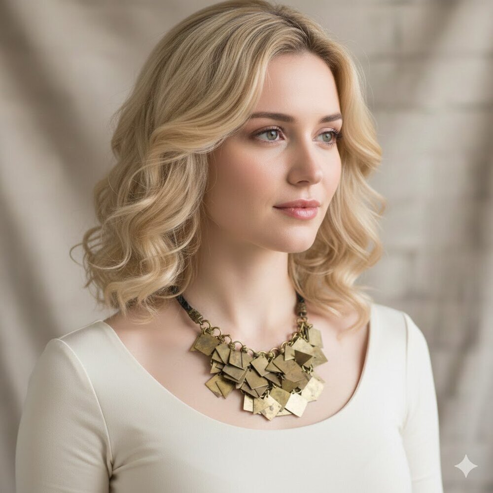 Gold/Bronze and Black Statement Necklace